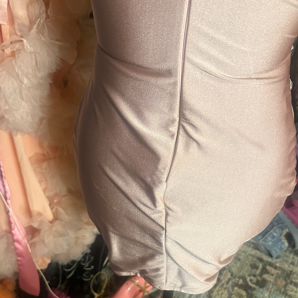 Prom/party/birthday Elegant Silver Embellished Midi Dress - Picture 7 of 10